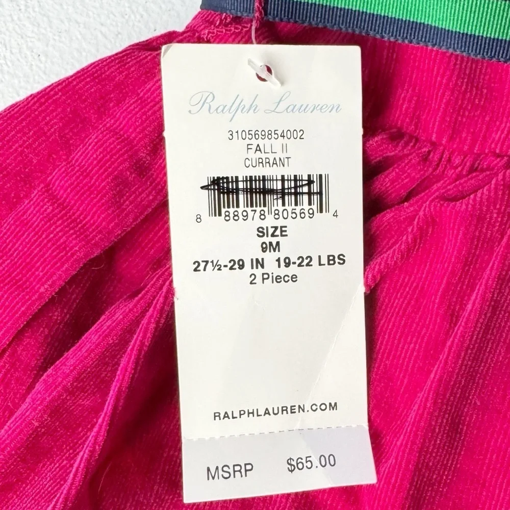 Ralph Lauren Children's Cotton Corduroy with Stripe Belt Size 9M 19 - 22 LBS
